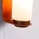 Cilindrical opal glass and bent wood wall lamp