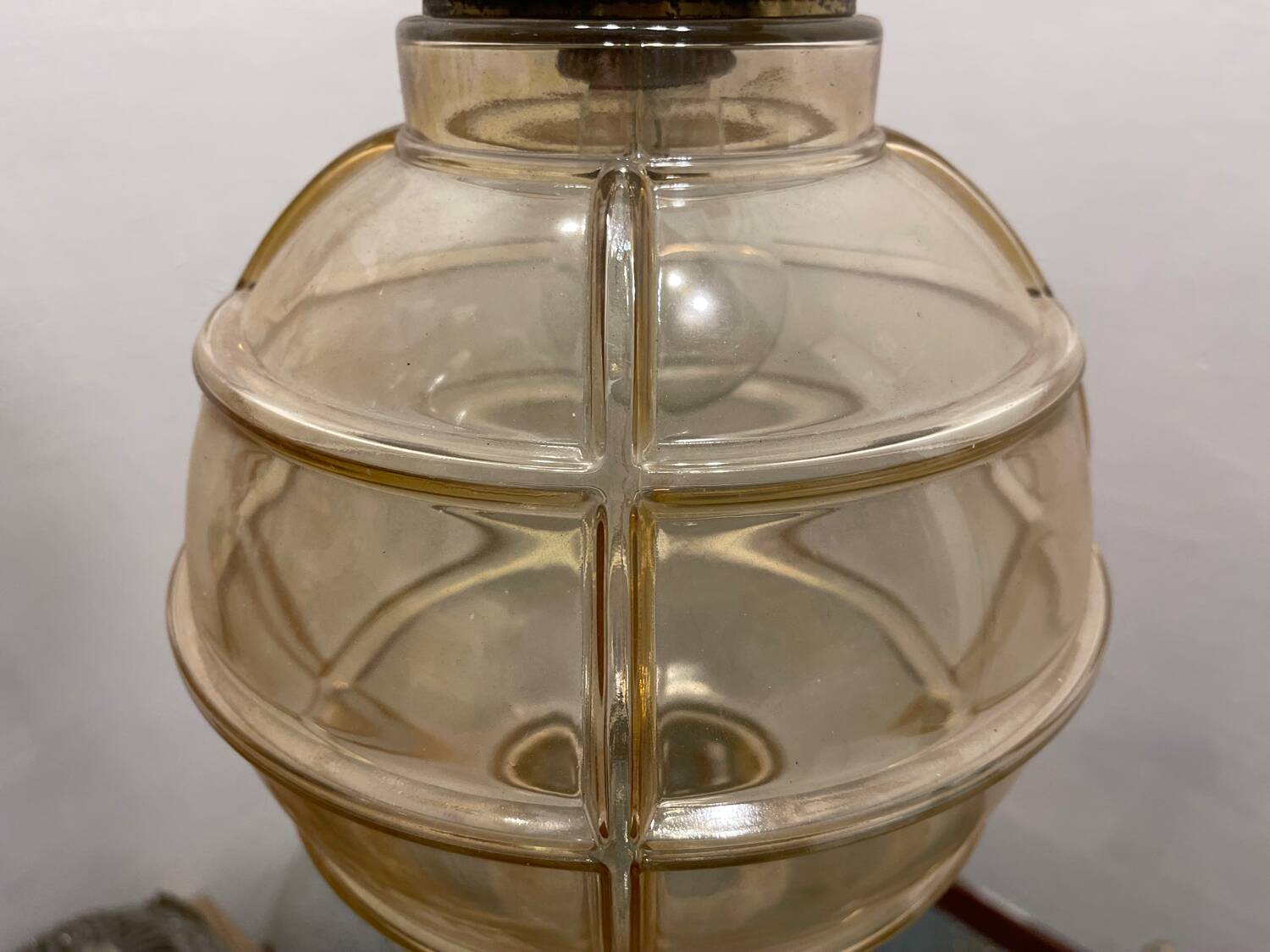 Vintage Bronze Glass Light Pendant 1960’s