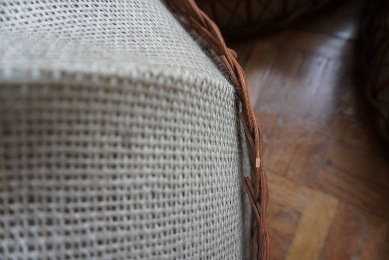 3 70s pendant lights - fabric and rattan