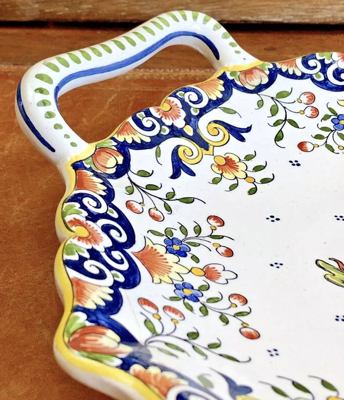 Antique Desvres Rouen fruit bowl, Blois François 1er model