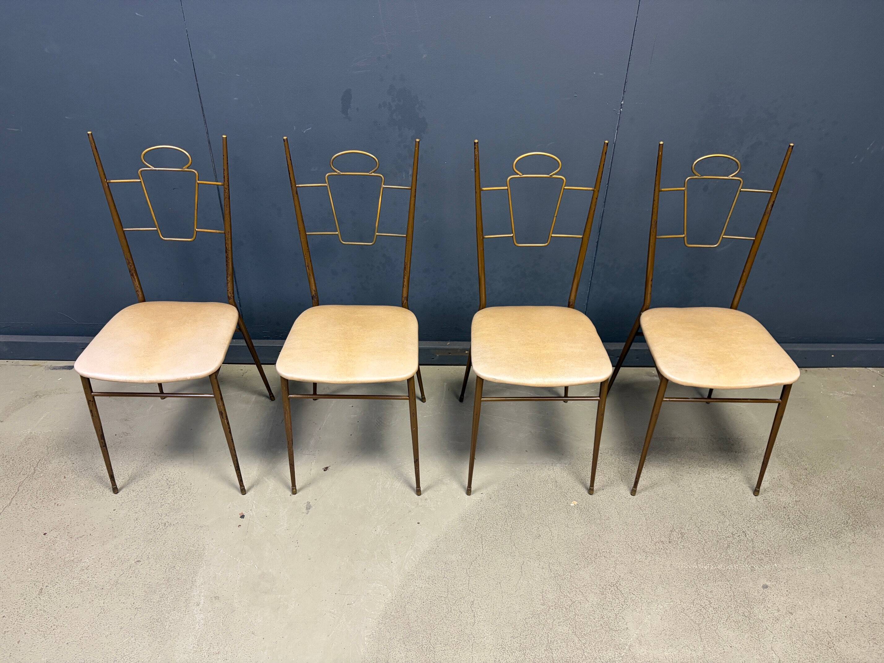 Mid-century Italian brass dining chairs, 1950s
