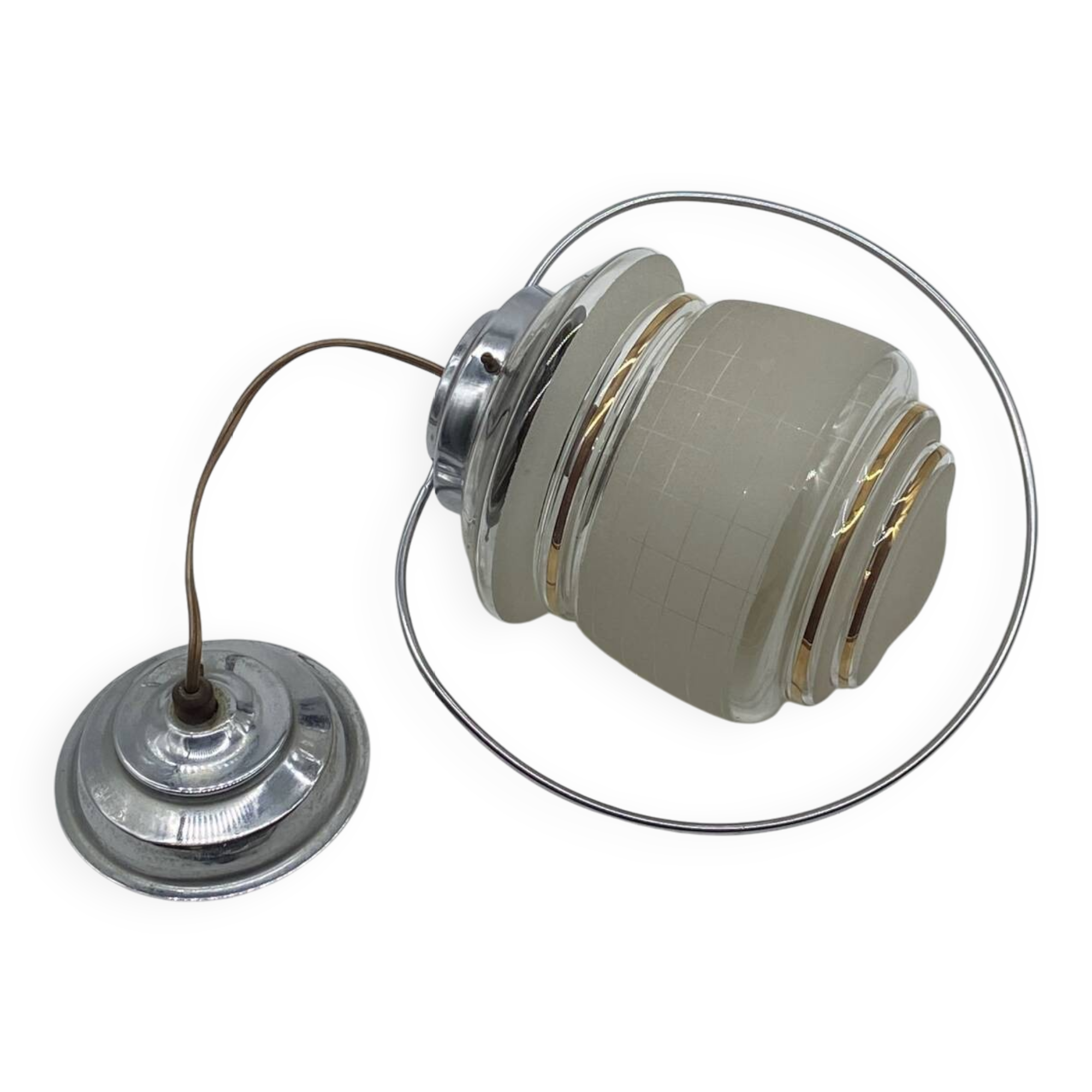 Art Deco chandelier / light fixture / pendant light, vintage, chrome