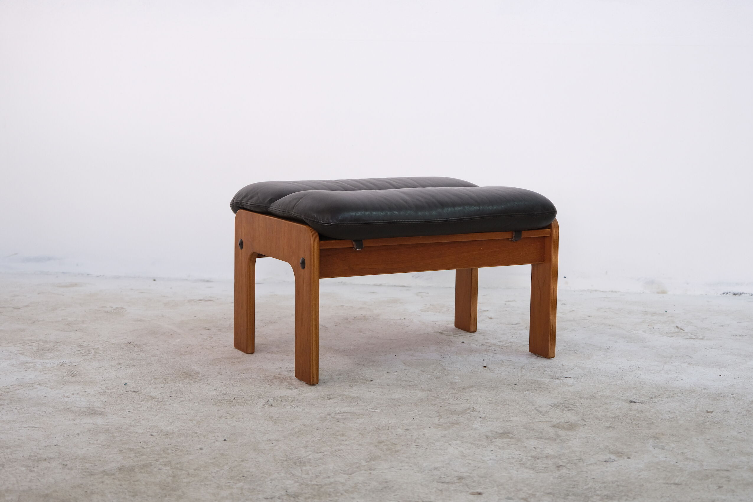 Mid-Century Leather Ottoman, 1970s