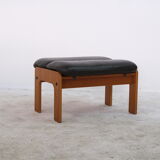 Mid-Century Leather Ottoman, 1970s