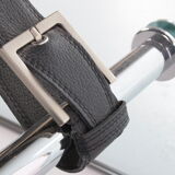 Black leather chair by Giovanni Tommaso Garattoni Italy glass and black leather