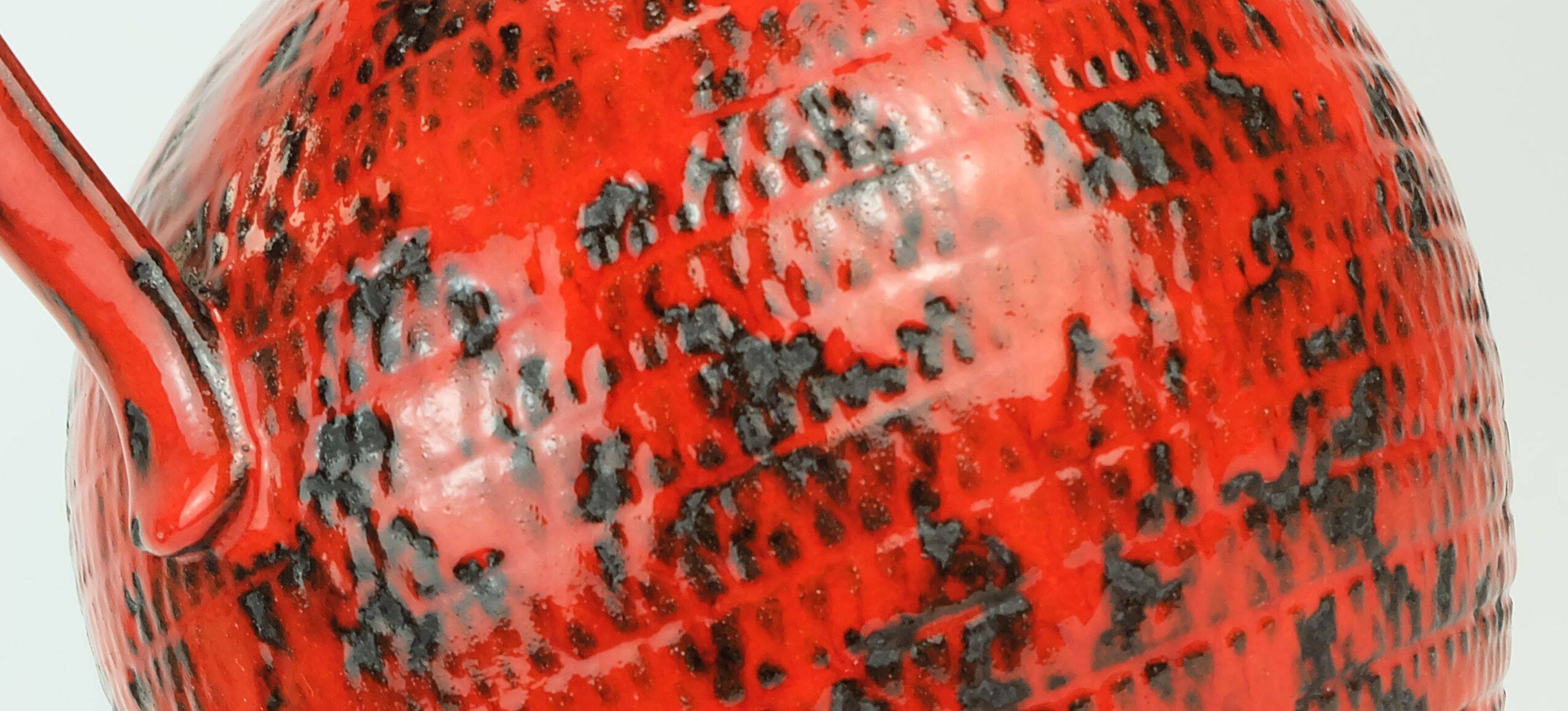 large 1960's VASE fohr-keramik model 490-30 black red relief decor fat lava