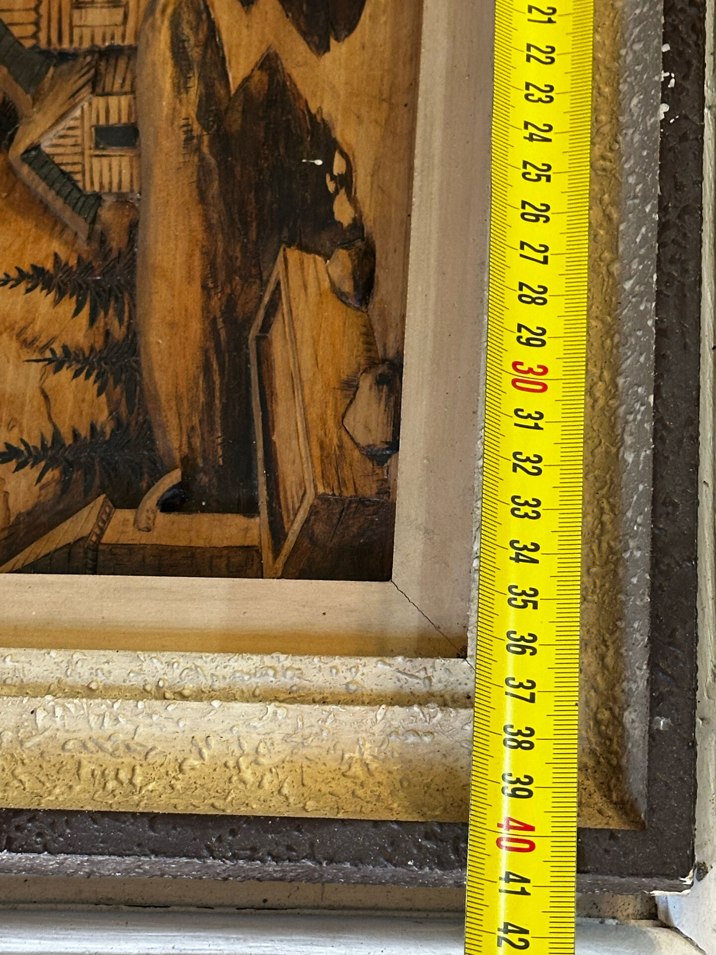 Pyrographed Alpine Table - Mid-Century Folk Art - Chalet Atmosphere