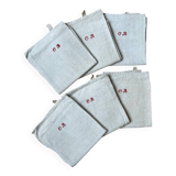 Set of 6 antique monogrammed linen tea towels