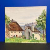 Aquarelle de montagne vintage
