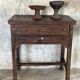 Antique Indonesian teak workbench with two drawers and stretcher H89.