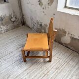 Elm and leather armchair Maison Regain