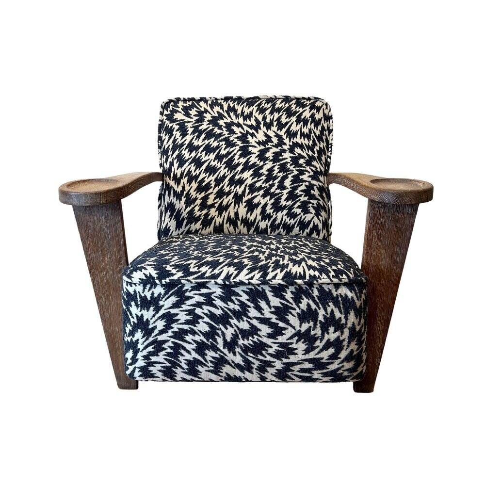 Art Deco Limed Oak Club Chair from De Coene, Belgium, 1930s