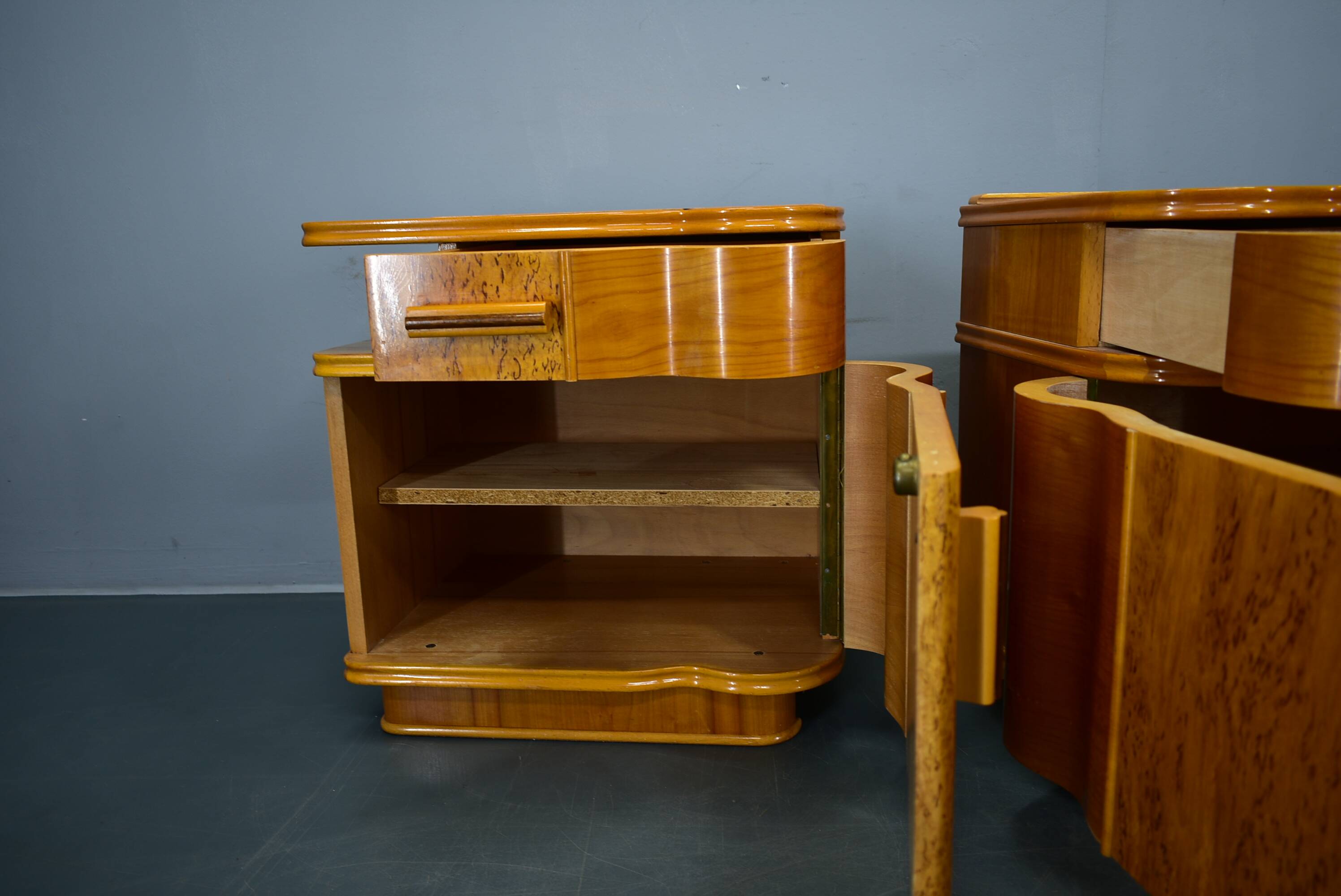 1939s pair of Art Deco bedside tables, Czechoslovakia