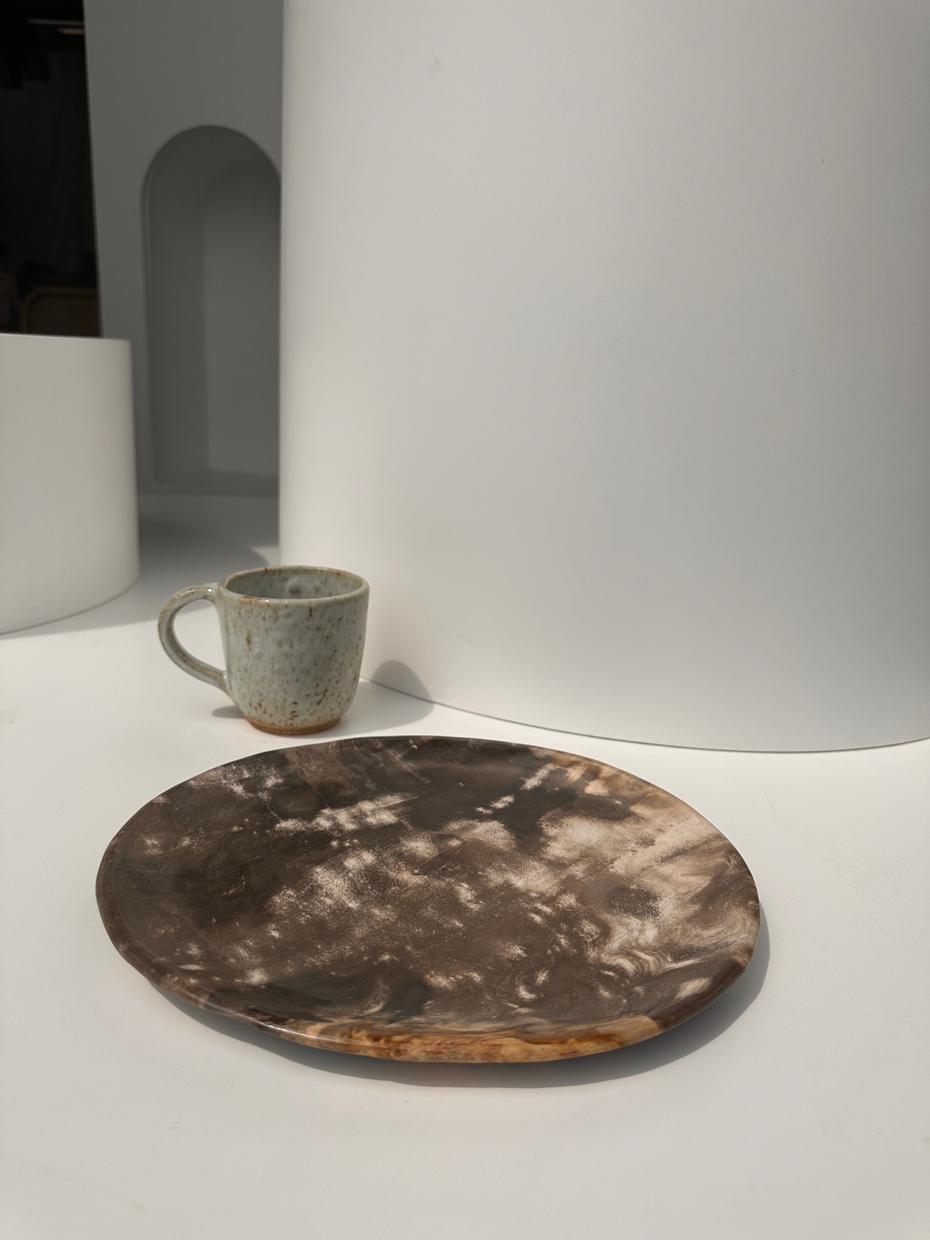 Dish in petrified wood