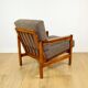 Wooden armchair designed by Z. Baczyk brown vintage chocolate brown boucle lamb