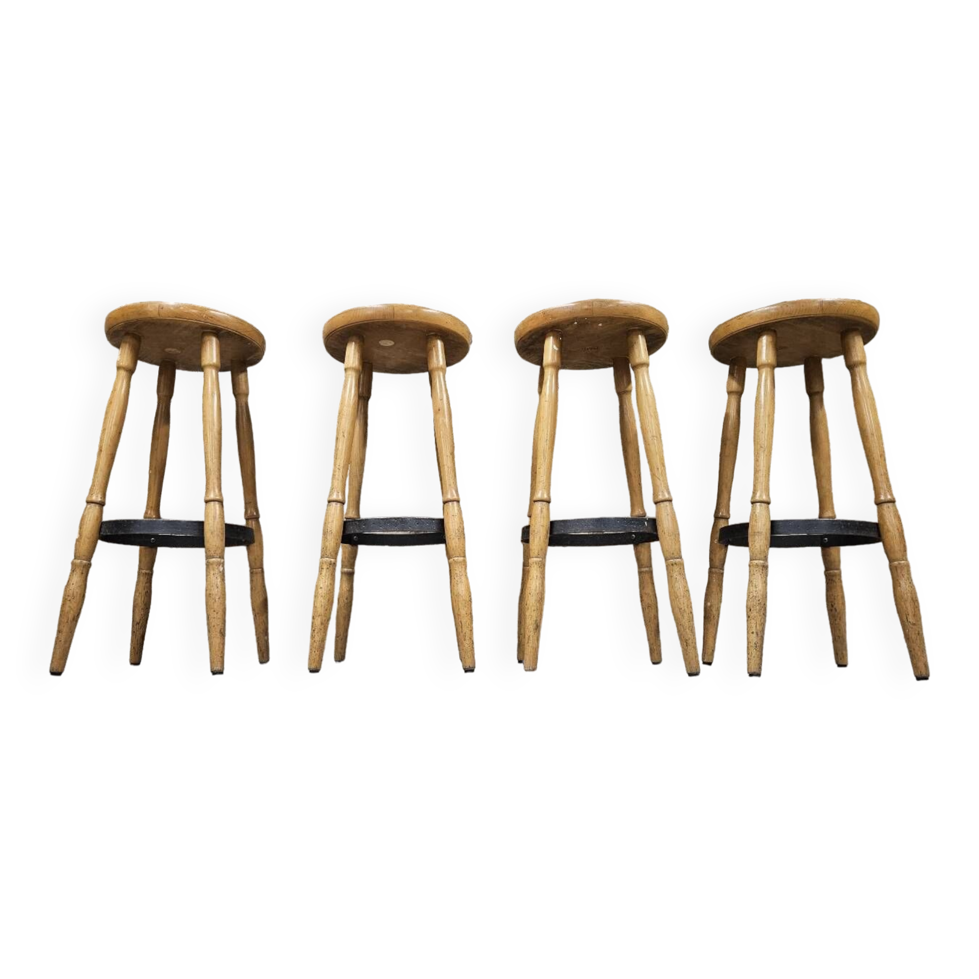 Lot de 4 tabourets de bar vintage 1970"