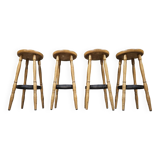 Set of 4 vintage 1970s bar stools