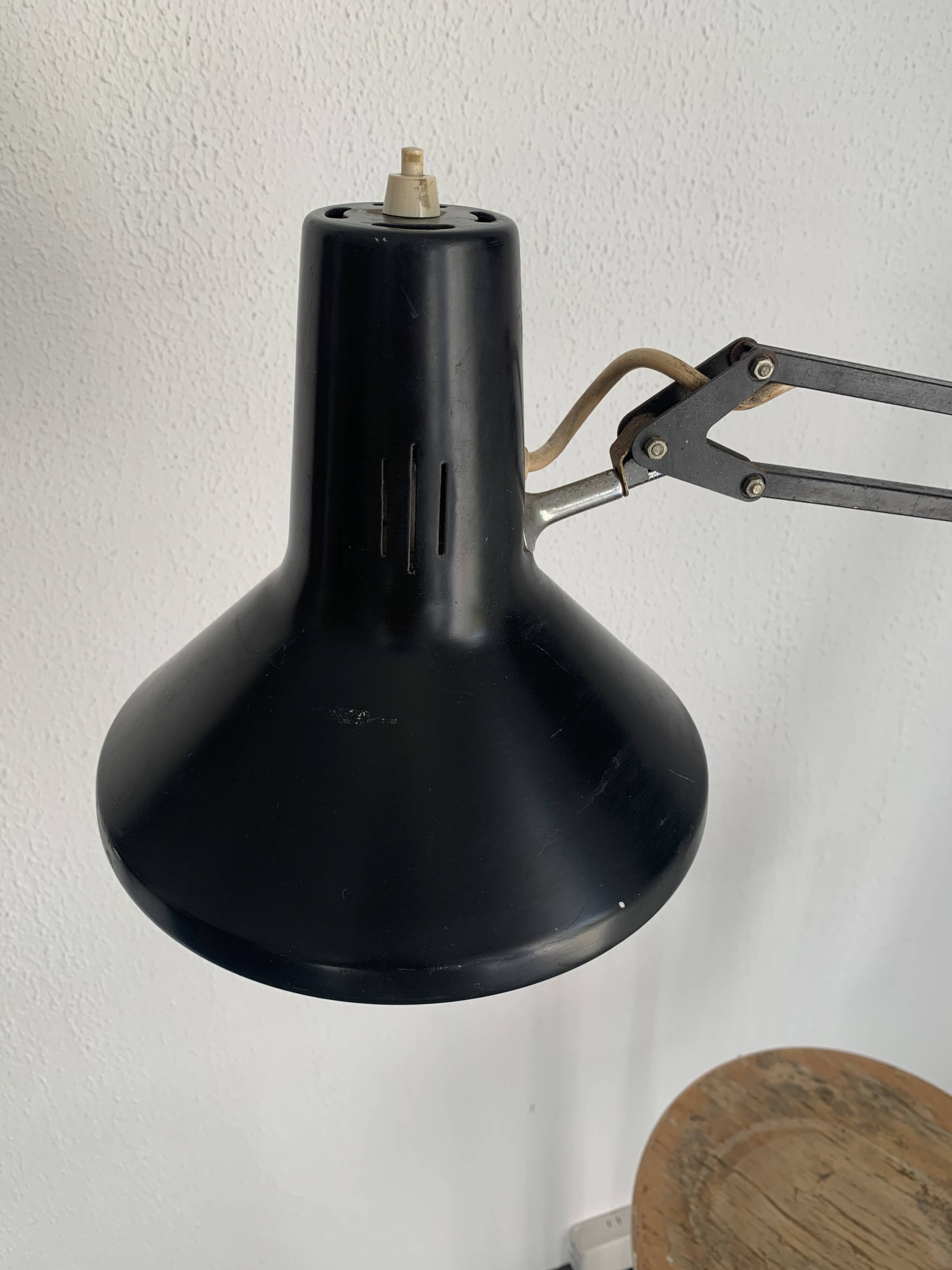 Vintage 1960s architect lamp Luxo L1 black mid-century design - 80 cm
