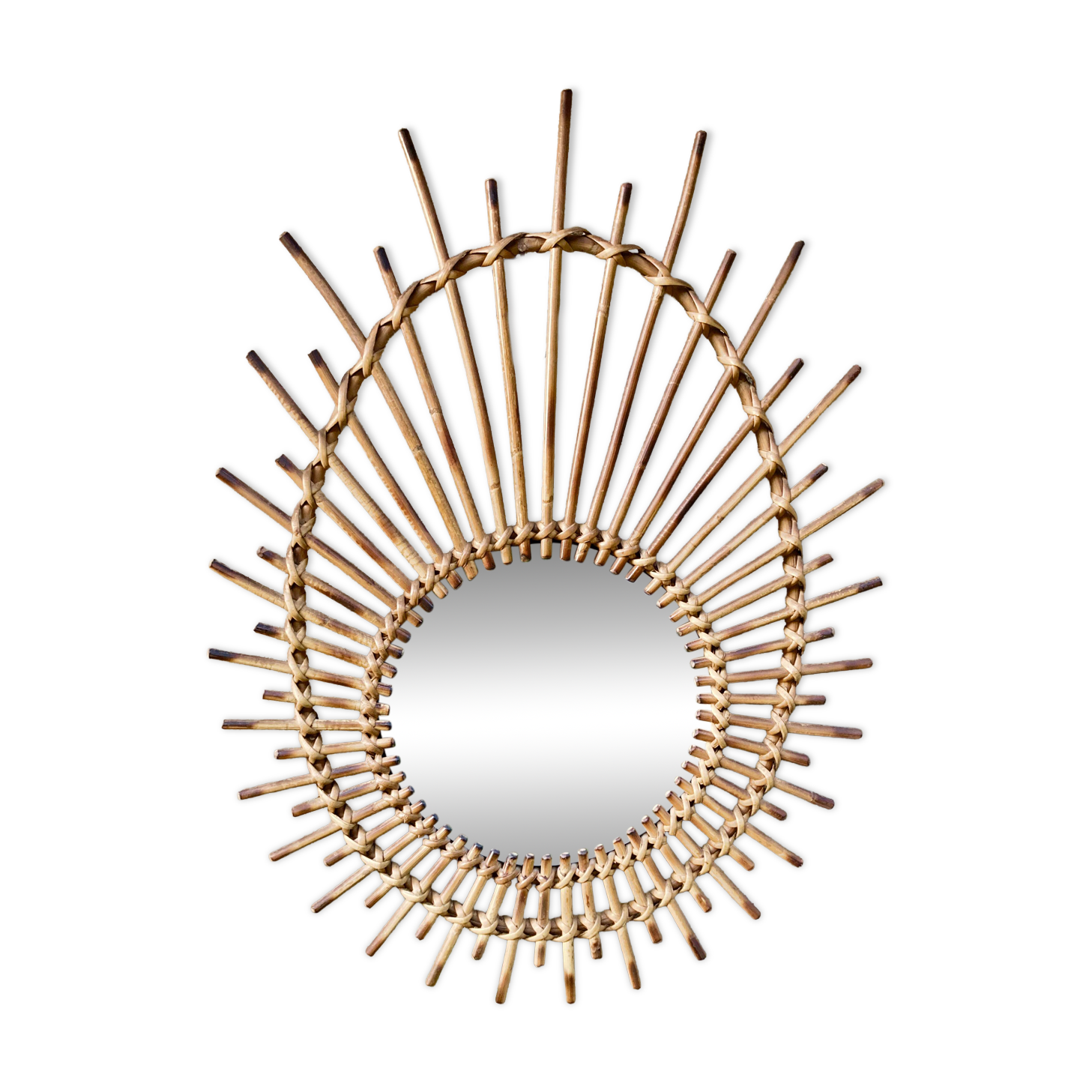 mirror glass sun Mid-Century in Bamboo & Rush, Vintage - No. 2
