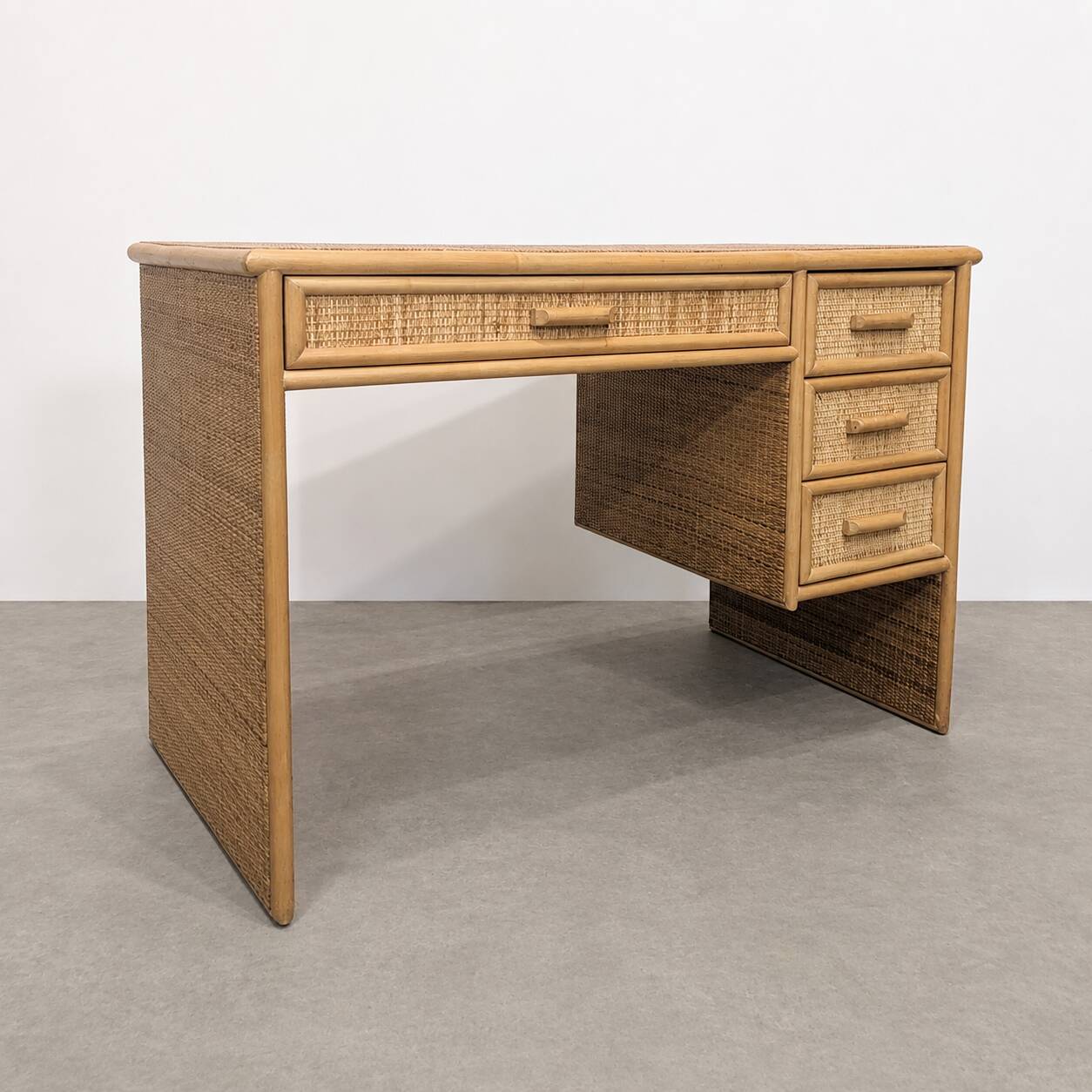 Vintage Boho Chic desk in bamboo and rattan