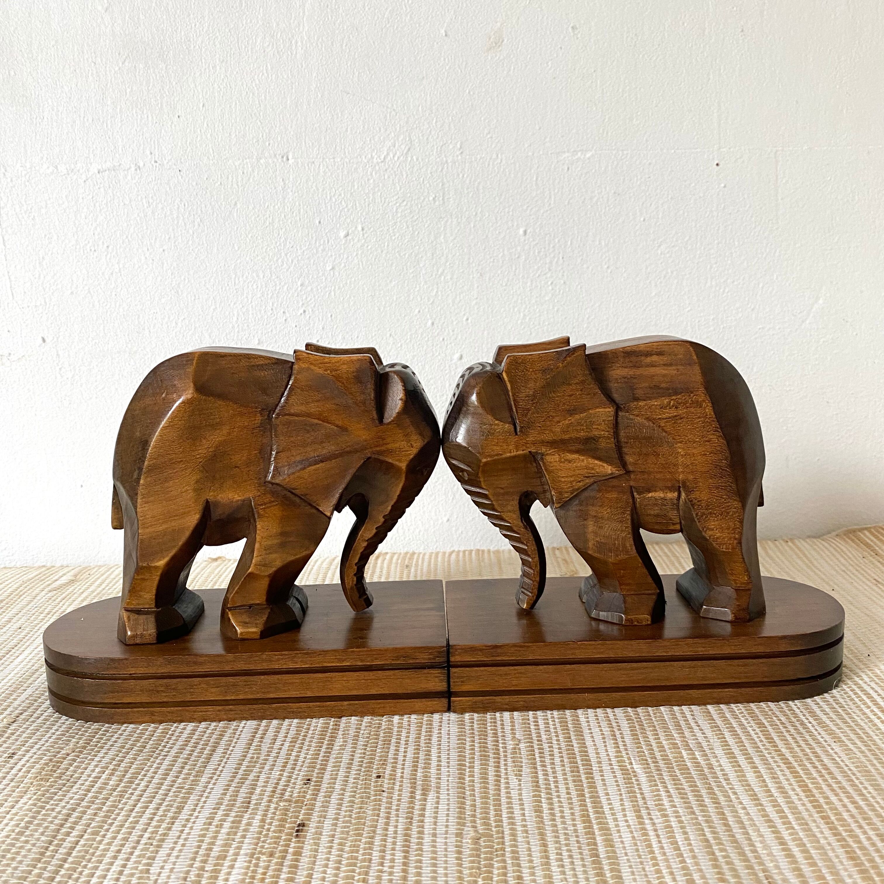 Serre livres éléphant en bois