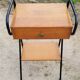 Pair of bedside tables from the 60s in gilded oak and tubes stamped Descher