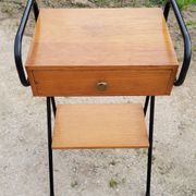 Pair of bedside tables from the 60s in gilded oak and tubes stamped Descher