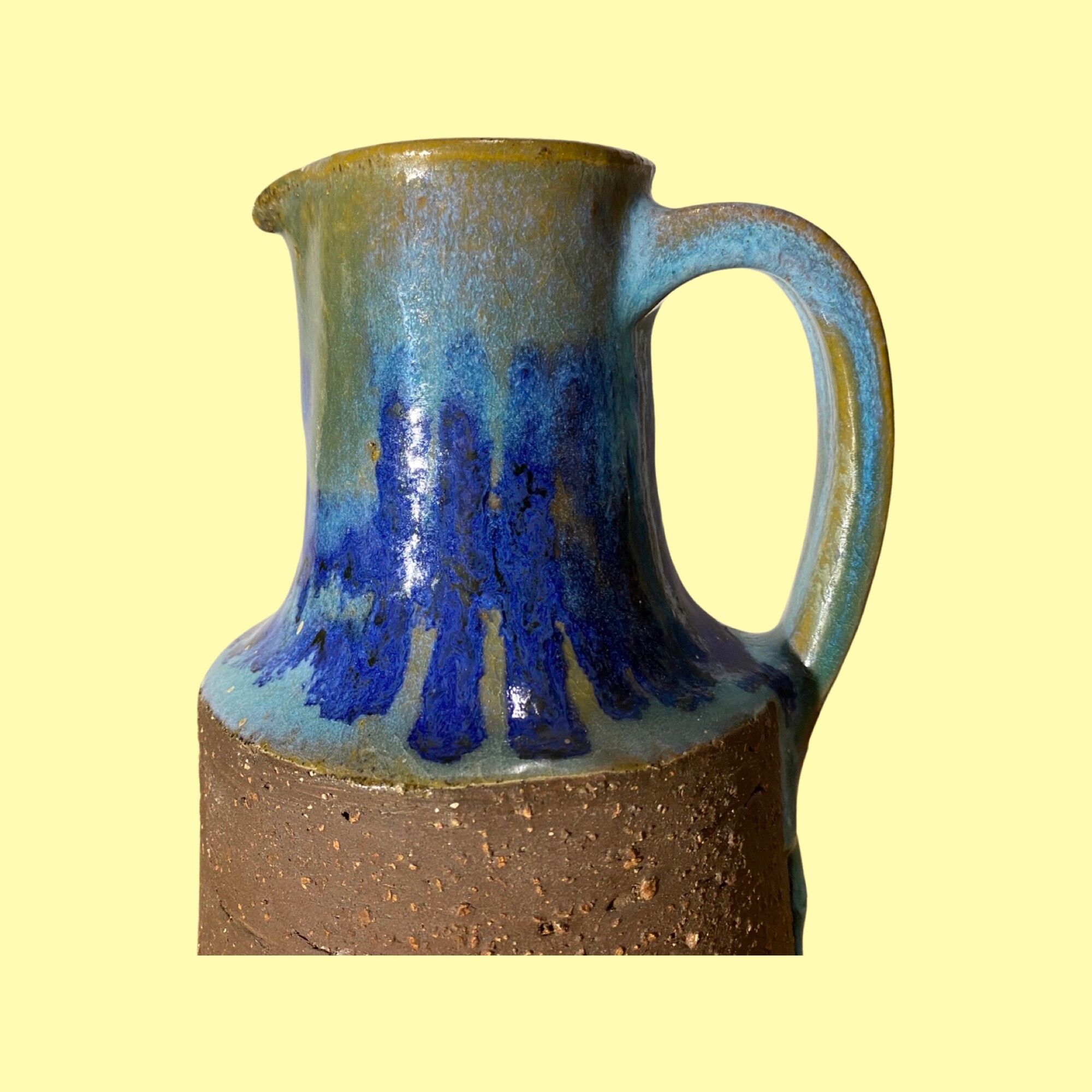 Blue Dripping Ceramic Pottery Made In Denmark | Beautiful Vintage Ceramic Vase - Unique Handmade