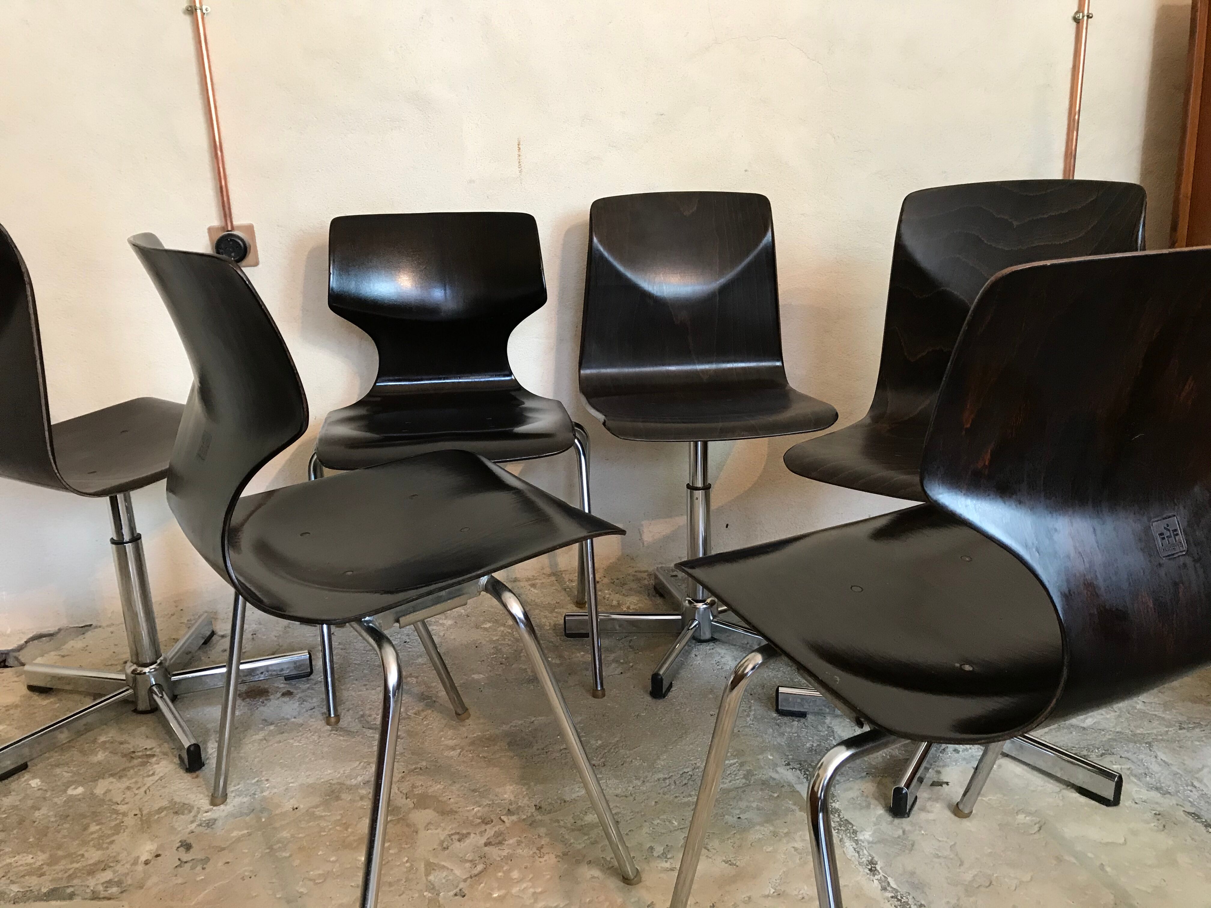 Lot of six vintage chairs Pagholz-Flàtotto