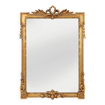 Baroque Gilted Carved Wooden Wall Mirror, Belgium 1950s