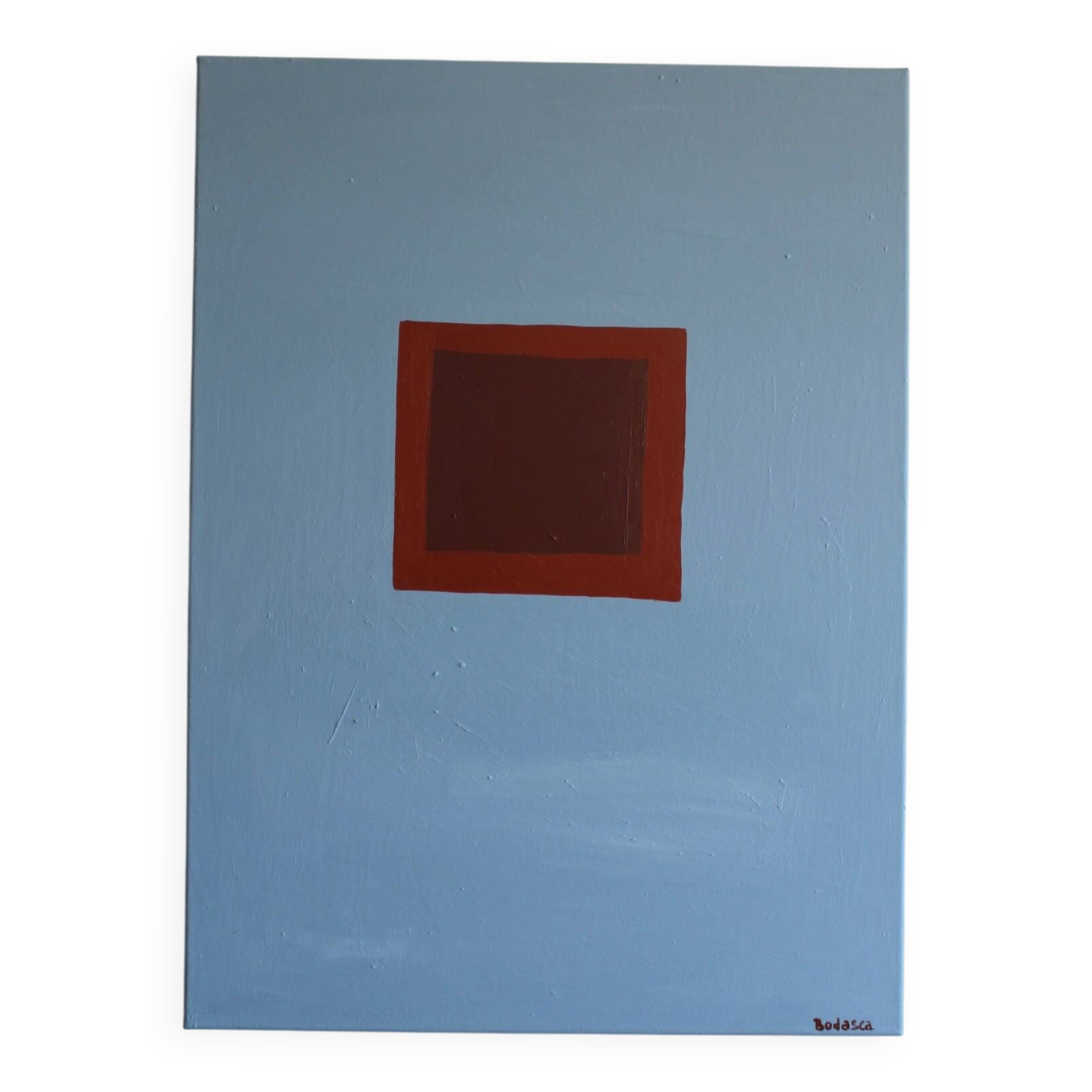 Minimalist canvas painting "Silent blue" 73x54cm