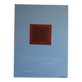 Minimalist canvas painting "Silent blue" 73x54cm