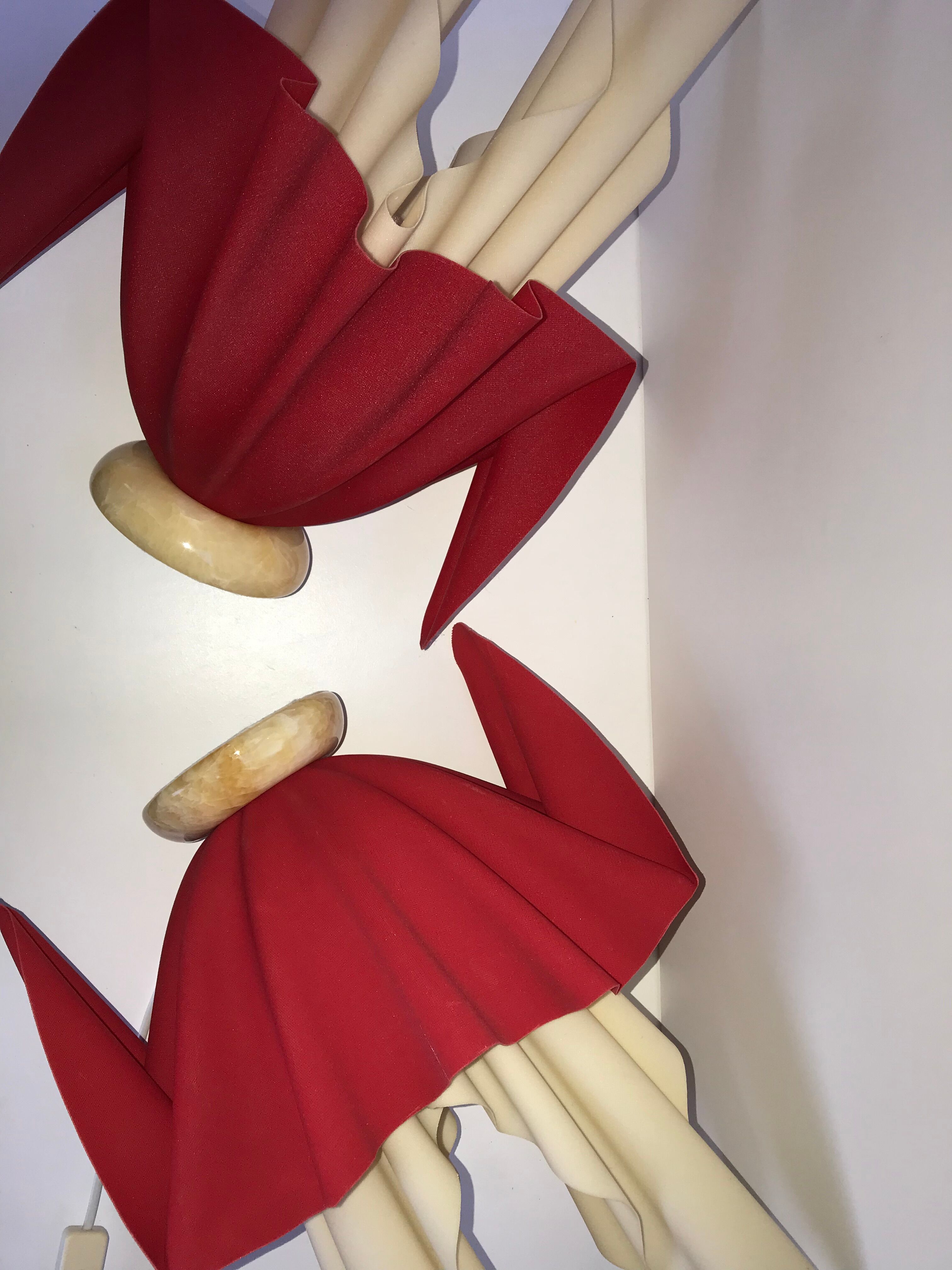 Pair of two-tone handkerchief lamps