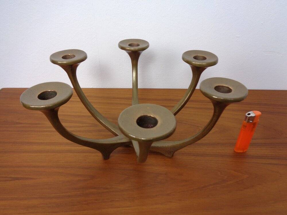 Brutalist Bronze Candleholder by Michael Harjes, 1960s