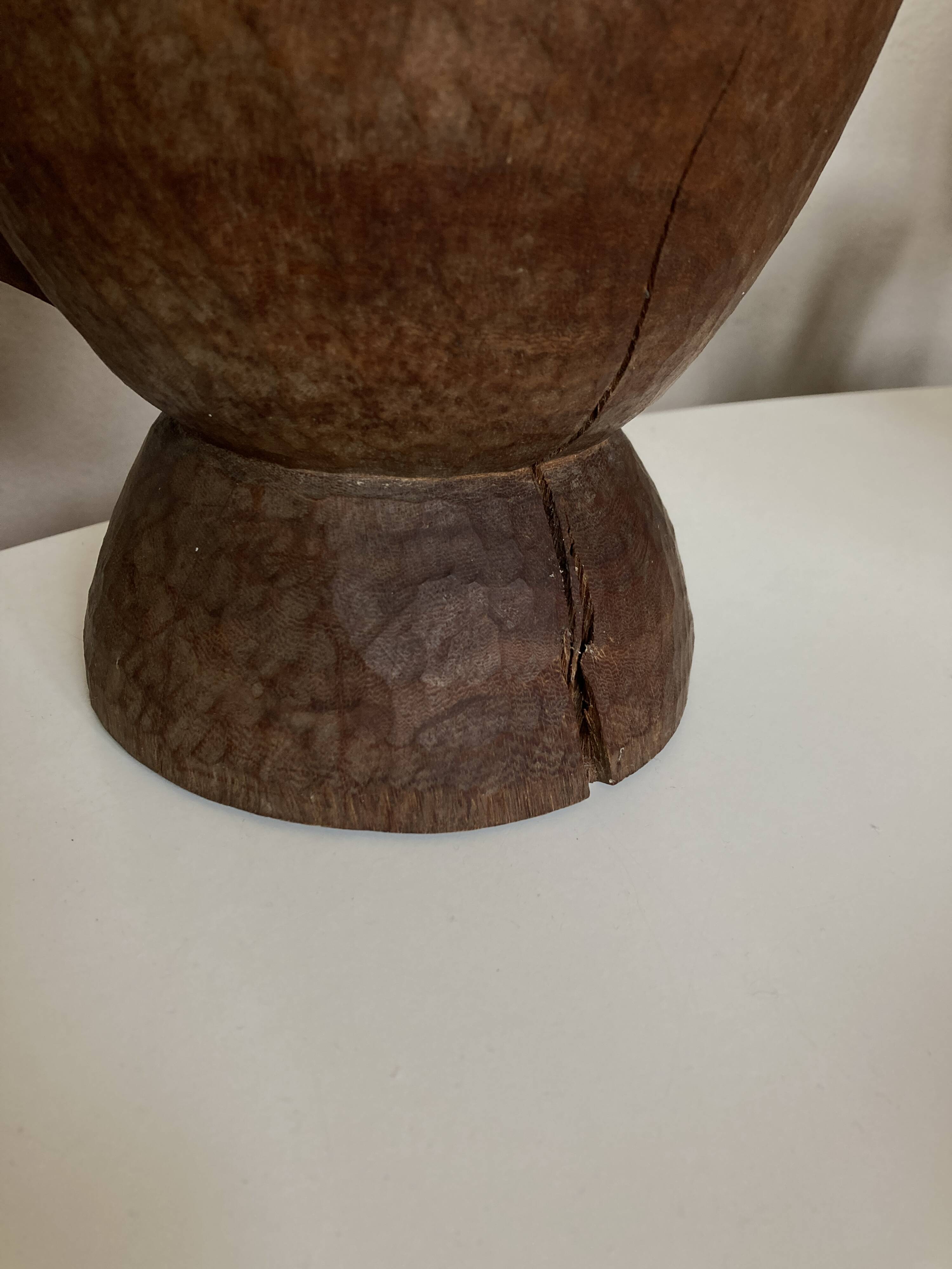 Midcentury Cubist XXXL Cup in West African Monoxyl Wood