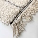 Moroccan Berber carpet blessed ouarain ecru with black patterns engraved 290x202cm
