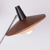 Large tilting luminaire in Steel and Teak Temde Leuchten 1960.