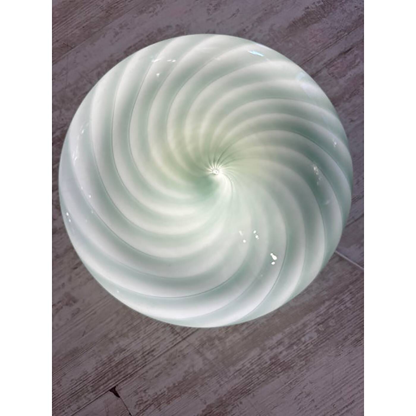 Italian Milky-White and Green Swirls Murano Glass Flush Mount or Wall Sconc