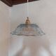 Vintage pendant light in blue chiseled glass