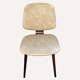 Set of 4 teak dining chairs in off white skai leather,  dutch 1950-60s