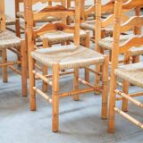 Rustic Friulian chairs with turned legs, set of 12, 1980-1990