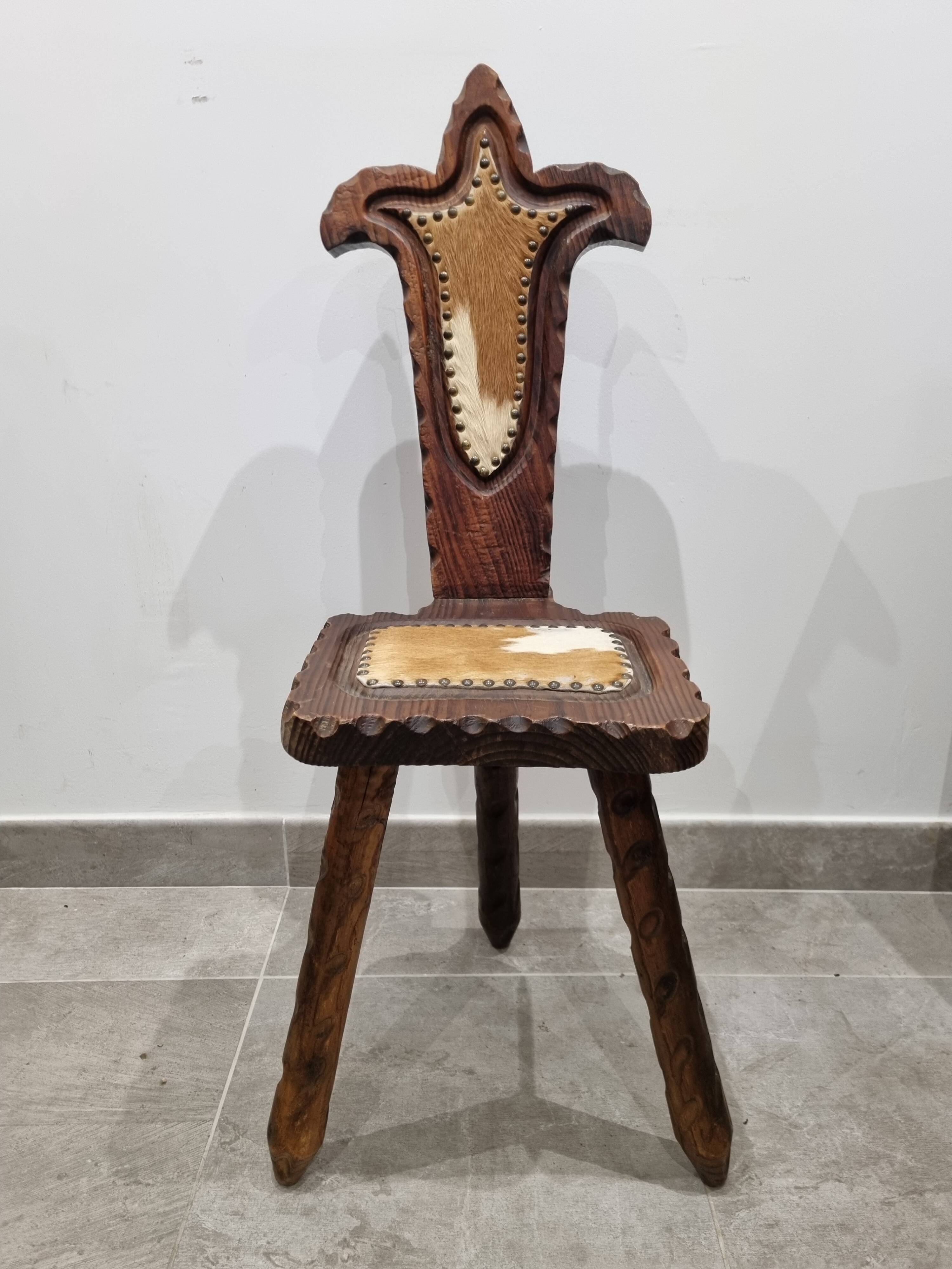 Folk art tripod chair