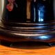 Japanese-style lamp in black ceramic & wood with organic 80's decor