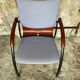 Vintage Armchair RONÉO Black Metal Legs + Dark Wood Shell + Vintage Fabric