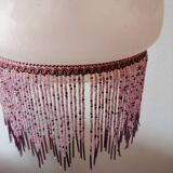 Pink frosted glass lampshade with tassels
