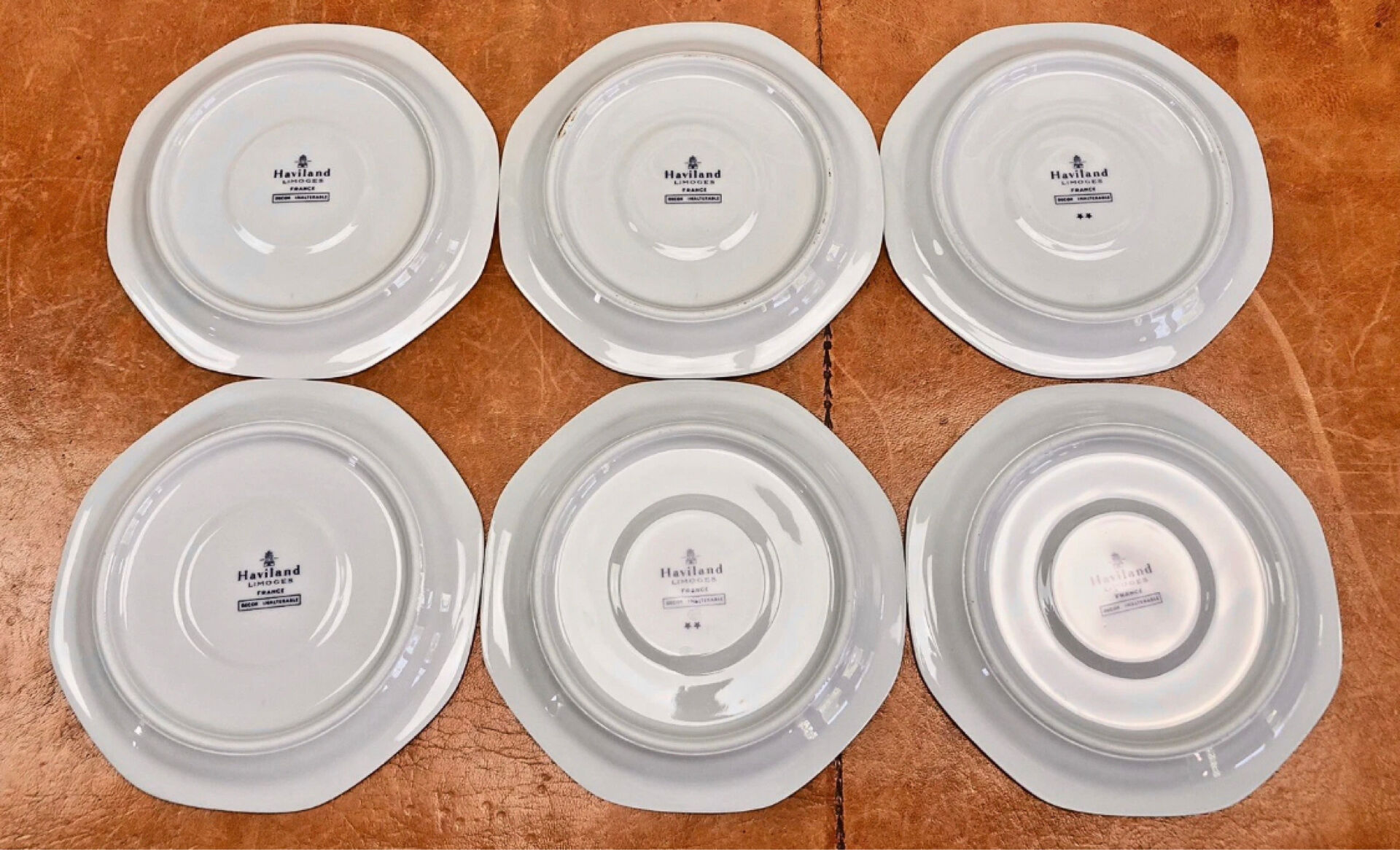 6 octagonal tea cups and saucers porcelain Haviland Limoges