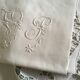 Sheet and pillowcases embroidered linen Richelieu old Castle
