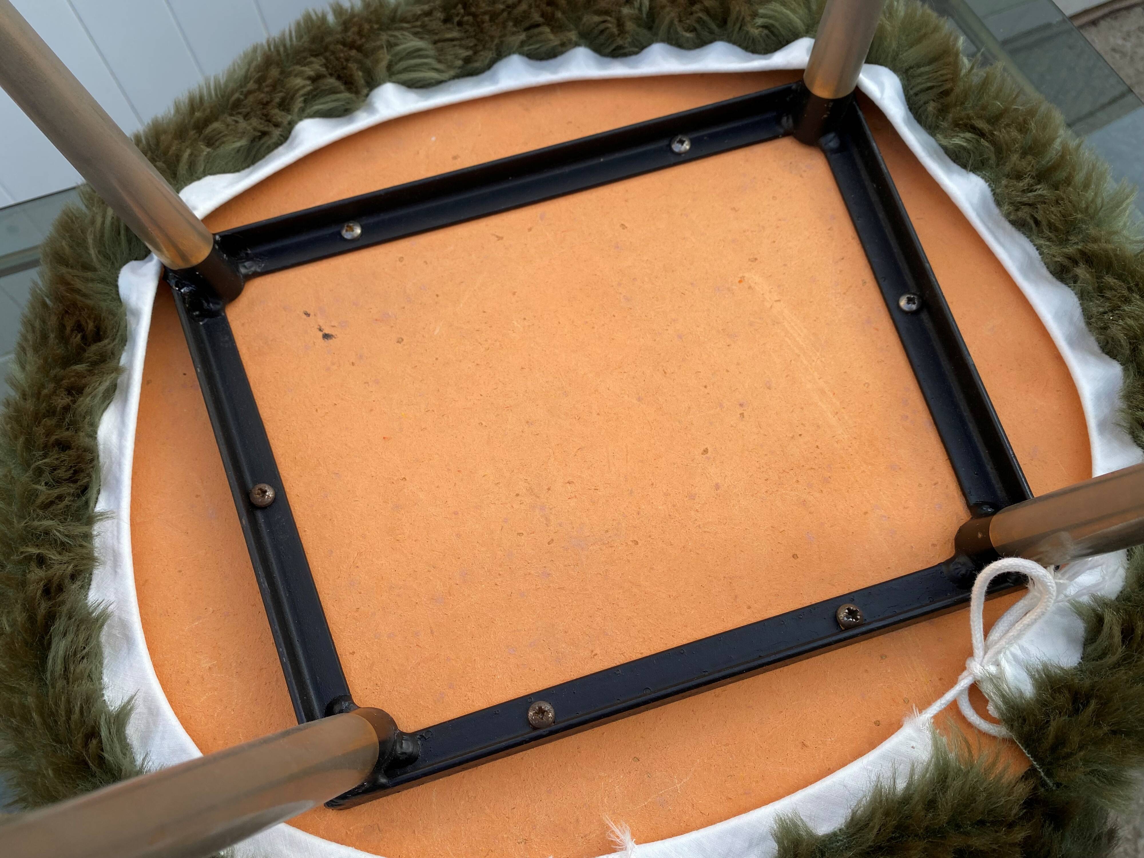 Vintage green furry chair from the 1960s