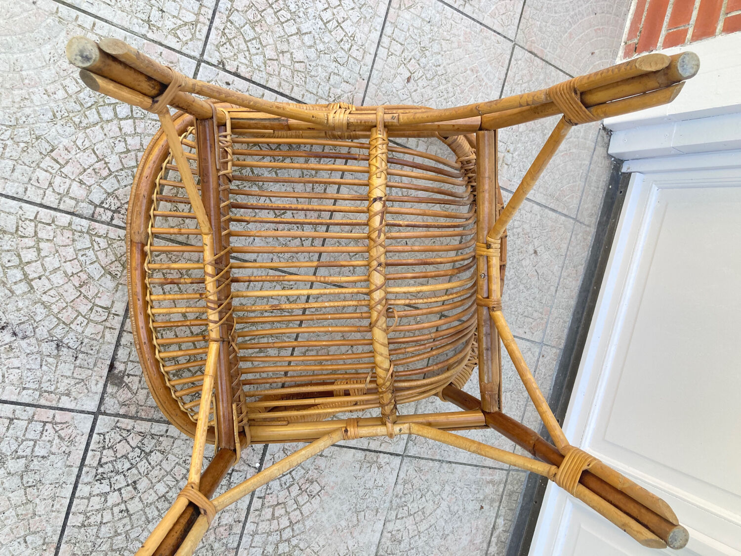 Vintage shell rattan armchair