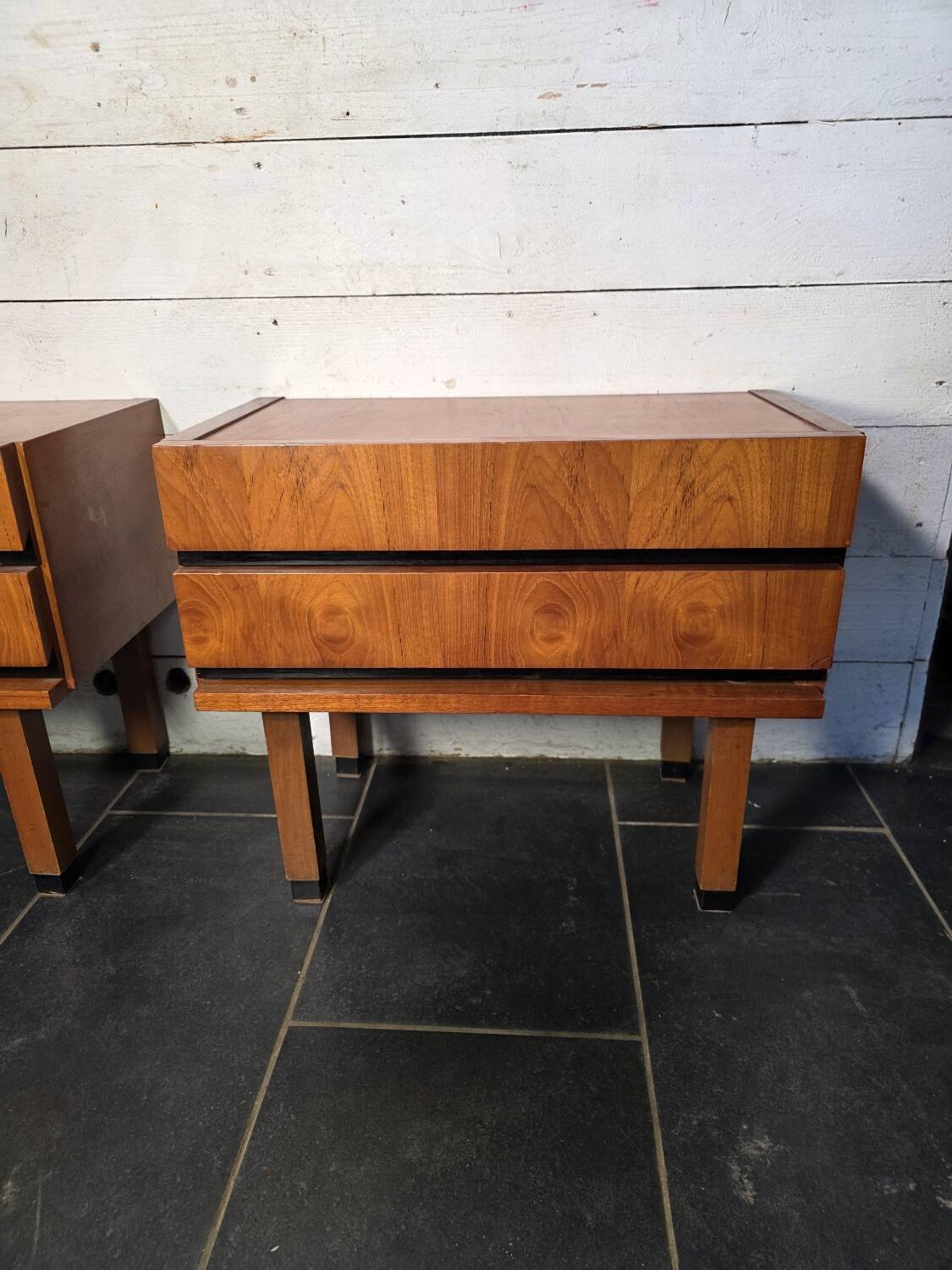 Pair of Scandinavian teak bedside tables from the 1960s.